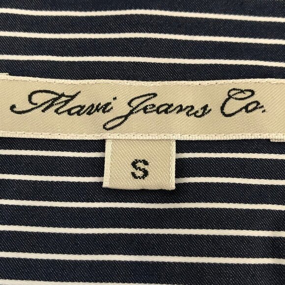 Mavi Jeans Co. Casual Lg Slv Button Down Cotton Striped Shirt Navy Wht Sz S NWOT - Picture 9 of 11